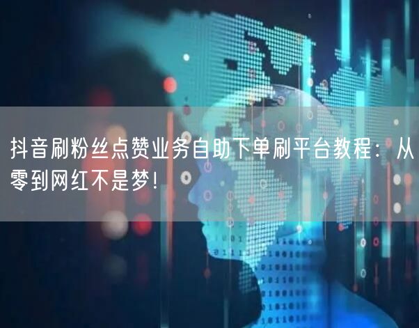 抖音刷粉丝点赞业务自助下单刷平台教程：从零到网红不是梦！